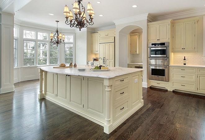 shiny laminate floors in modern kitchen in Bertram